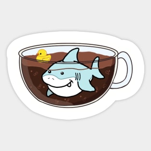 Jawva (Cute Shark Swimming in Coffee) Sticker